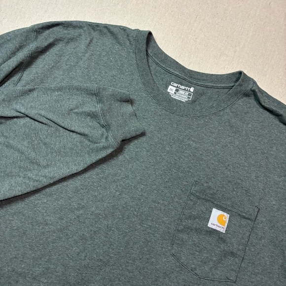 Carhartt Shirt Mens Sz 4XL Green Loose Fit Heavyweight Long Sleeve Pocket Tee - Picture 1 of 6